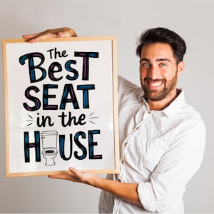 Lustiger Badezimmer-Druck, der beste Sitz im Haus, lustige Badezimmer-Wanddekoration, lustige Wandkunst, Badezimmer-Dekor, Badezimmer-Kunst, Humor-Wandkunst