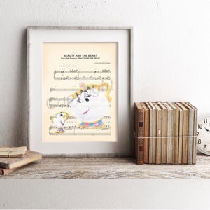 Beauty and the Beast Mrs. Potts and Chip Tale As Old As Time Sheet Music Art Print