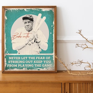 Lámina artística atemporal de Babe Ruth para fanáticos del béisbol: decoración de pared con inspiración deportiva vintage