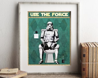 Star Wars Stormtrooper Use The Force Art Print, Stormtrooper Art, Funny Bathroom Print, Funny Bathroom Decor, Star Wars Bathroom Wall Art