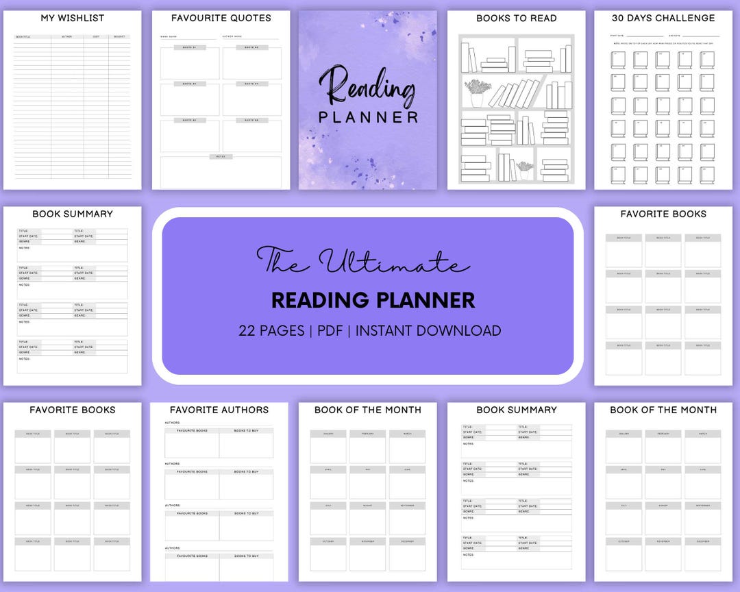 Handmade Reading Planner - Monthly and Weekly Reading Layouts - Book ...