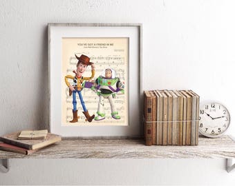 Toy Story Woody and Buzz Sheet Music Art Print