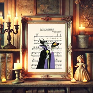 Sleeping Beauty Maleficent and Diablo Once Upon A Dream Sheet Music Art Print
