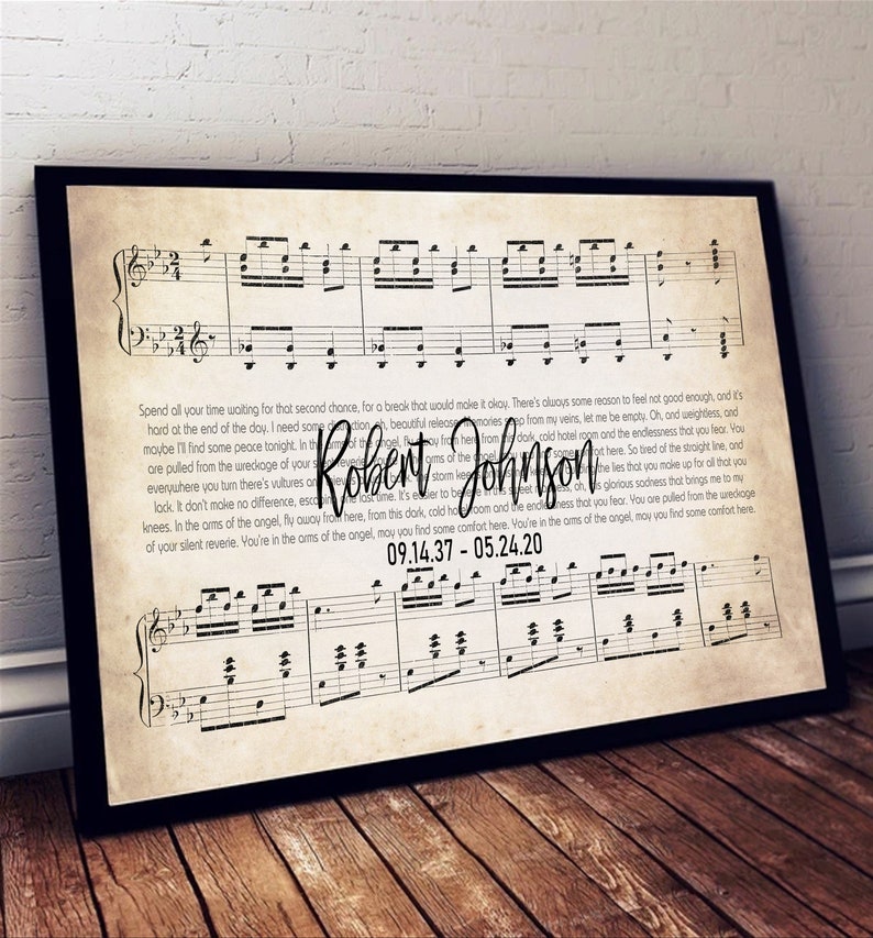 Custom Memorial Sheet Music Song Lyric Canvas Art Print Any Etsy