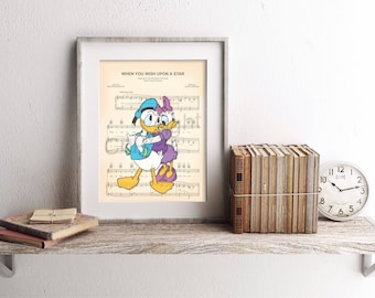 Donald Duck and Daisy Duck Sheet Music Art Print