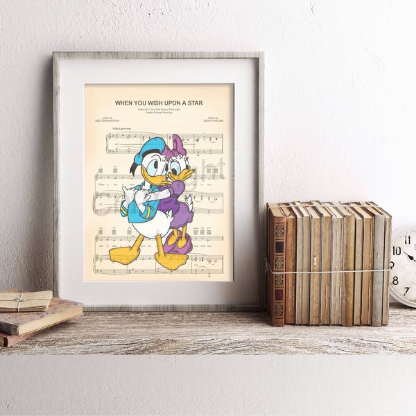 Donald Duck and Daisy Duck Sheet Music Art Print