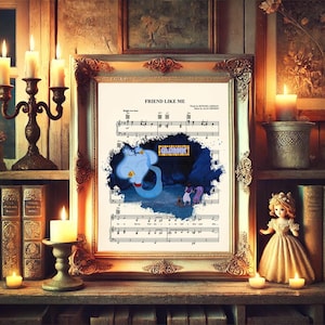 Aladdin Genie Abu Magic Carpet Splatter Sheet Music Art Print