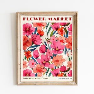 Tulip Blumenmarkt Print Boho Blumenwandkunst Moderne Abstrakte Blumendrucke Wohnzimmer Poster Schlafzimmer Wanddekor