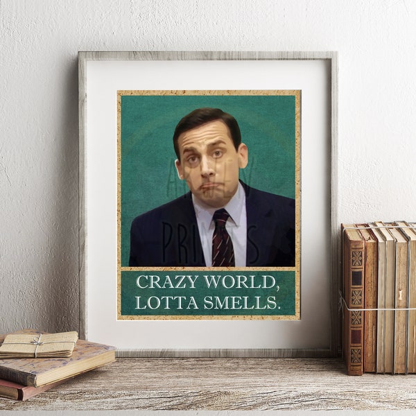 The Office Michael Scott Crazy World Lotta Smells Art Print, Funny Bathroom Print, Funny Bathroom Decor, The Office Bathroom Wall Art