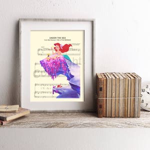 Little Mermaid Ariel Under the Sea Sheet Music Art Print