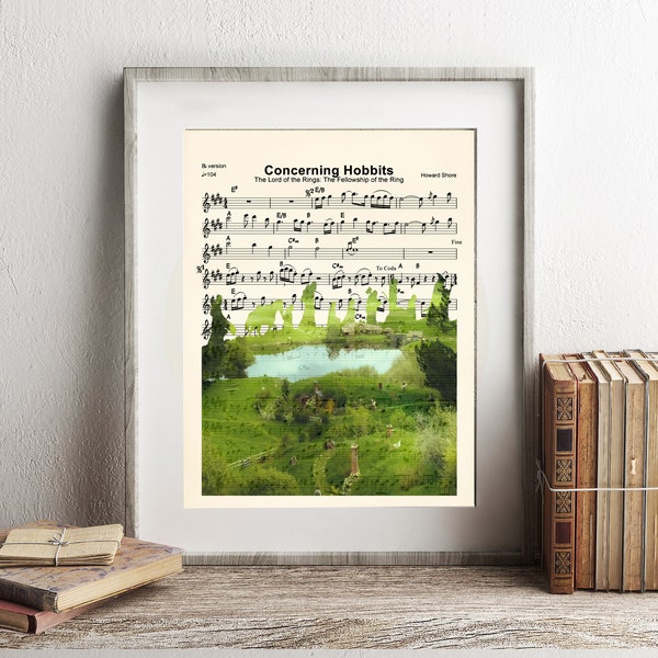 Lord of the Rings The Shire Concerning Hobbits Sheet Music Art Print