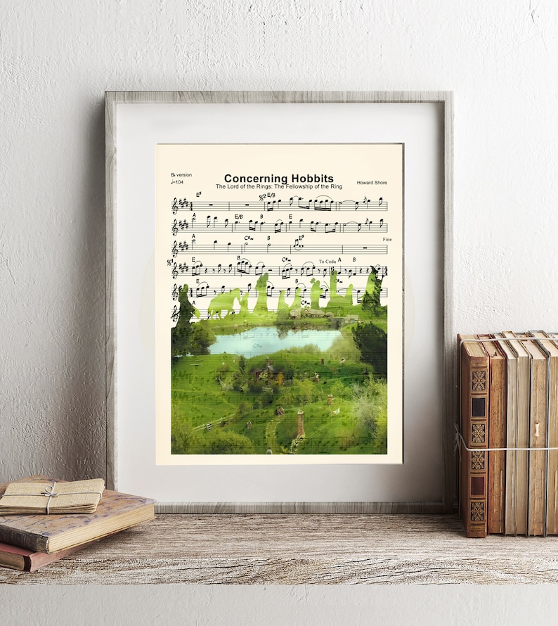 Lord of the Rings The Shire Concerning Hobbits Sheet Music Art Print imagem 1