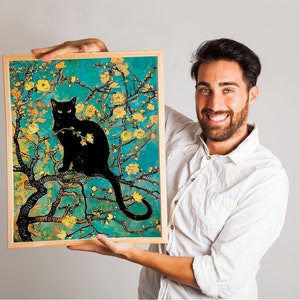 Black Cat In Tree Art Print