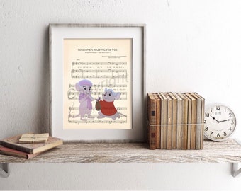 The Rescuers Bernard and Bianca Someone's Waiting For You Sheet Music Art Print