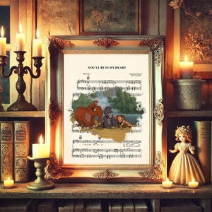Tarzan Terk and Tantor You’ll Be in My Heart Splatter Sheet Music Art Print