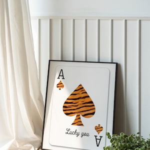 Schoppenaas-print, retro speelkaartkunst aan de muur, inspirerende quote poster, beige aaskaart muurdecoratie, trendy esthetische preppy kamerdecoratie