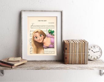 Tangled Rapunzel Sheet Music Art Print
