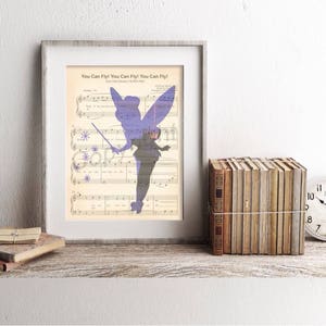 Tinker Bell Silhouette Peter Pan Sheet Music Art Print