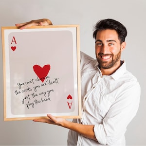 Ace of Hearts retro speelkaartkunst aan de muur, preppy Y2K-geïnspireerd roze kamerdecor, perfect voor girly, trendy en esthetische ruimtes