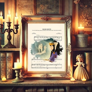 Impresión artística de la partitura de Blancanieves, Reina Malvada/Vieja Bruja Salpicada