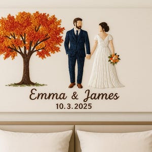 Ritratto di coppia ricamato su tela personalizzato, tela con ago spillo, regalo per sposi novelli, ricordo di nozze fatto a mano, regalo di anniversario