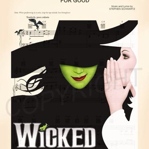 Wicked for Good Elphaba and Glinda Sheet Music Art Print - Etsy