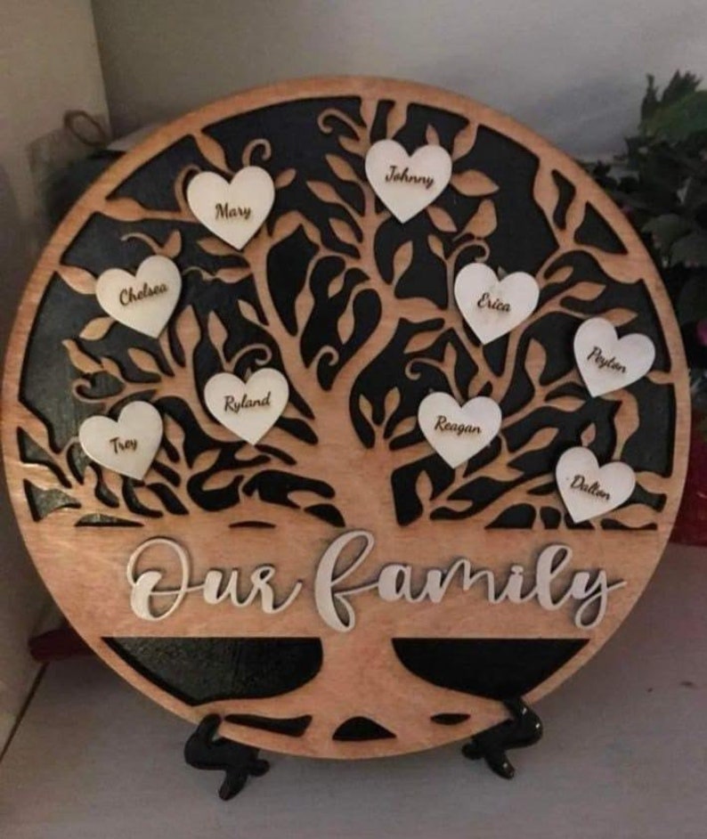 Personalized Family Tree Keepsake Wooden Wall Art Mothers Etsy