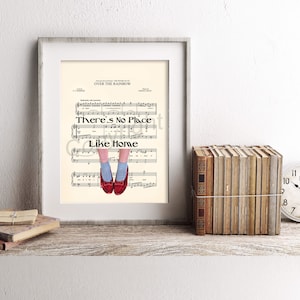 Wizard of Oz No Place Like Home Ruby Red Slippers Over the Rainbow Sheet Music Art Print