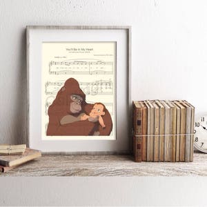 Tarzan and Kala You&#39;ll Be in My Heart Sheet Music Art Print
