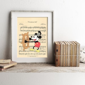 Stampa artistica di spartiti a colori Steamboat Willie Mickey