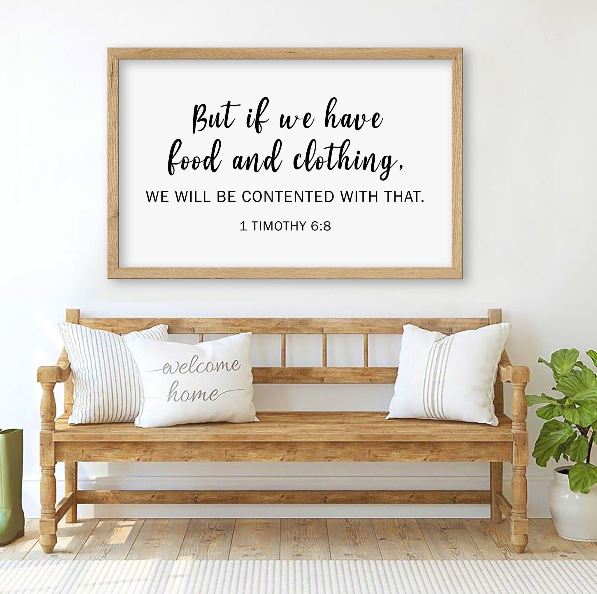 Bible Verse 1 Timothy 6:8 Christian Canvas Art
