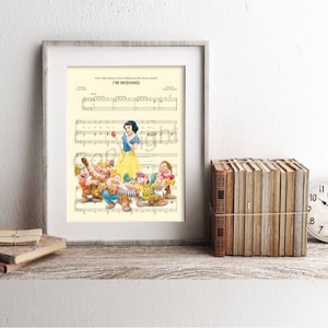 Snow White and the Seven Dwarfs Sheet Music Art Print