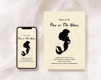 Little Mermaid Ariel Baby Shower Customizable Invitation [Digital File]