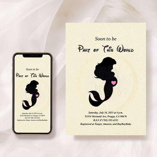 Little Mermaid Ariel Baby Shower Customizable Invitation Etsy