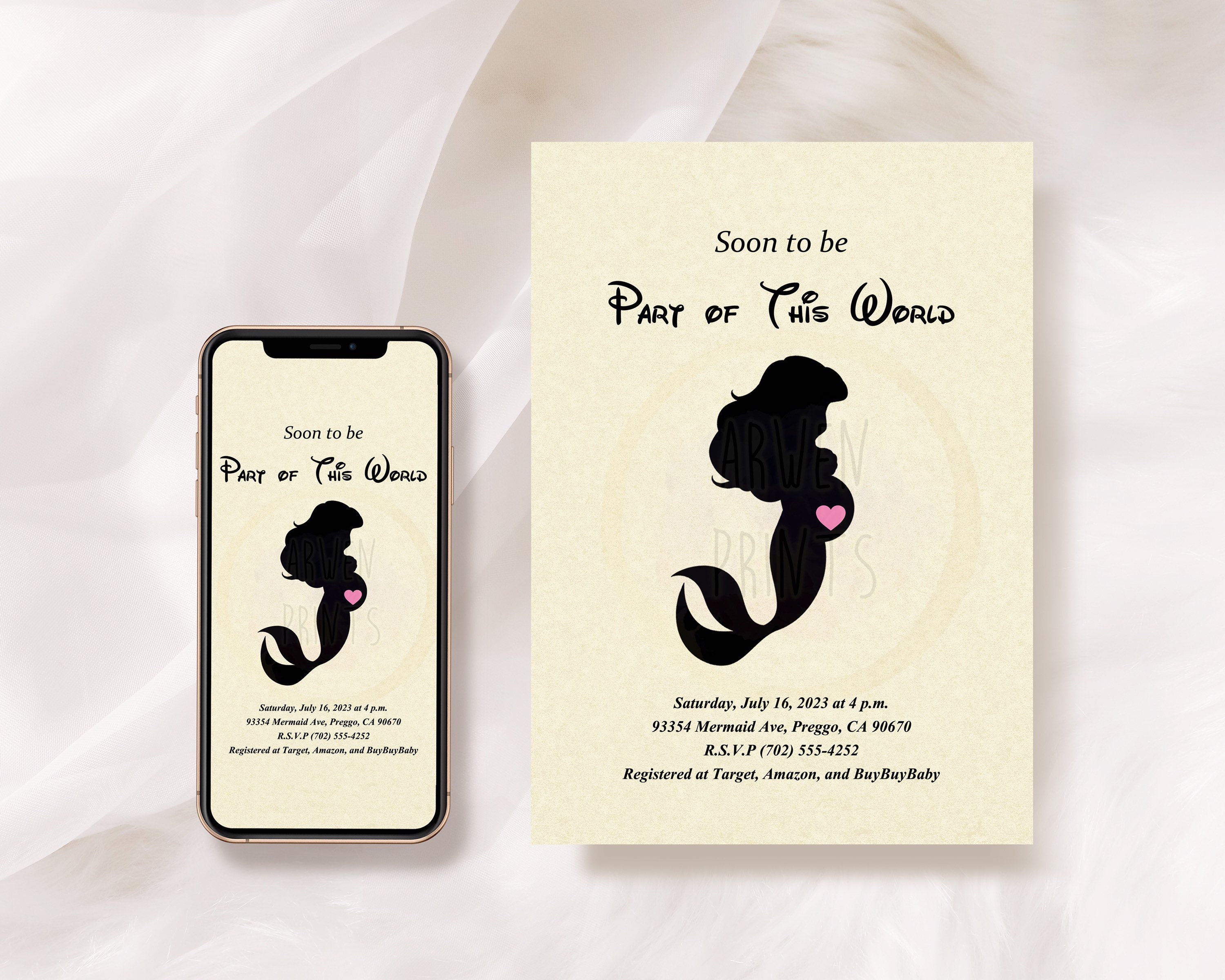 Little Mermaid Ariel Baby Shower Customizable Invitation digital File -  Etsy Australia | Leinwandbilder