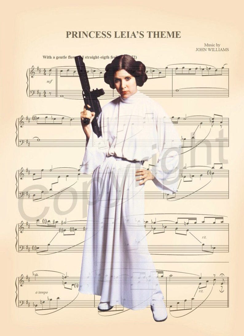 Star Wars Princess Leia White Robe Sheet Music Art Print Etsy