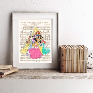 Disney Princesses When You Wish Upon A Star Sheet Music Art Print