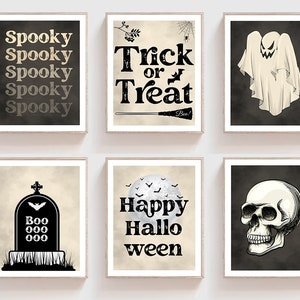Halloween Wall Decor, Fall Decor, Halloween Boho Set of 6 Prints