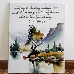 Oil Painting Art Print Of Inspirational Quote, Lake With Trees And Mountains, Scenic Art Print, Mental Motivation
