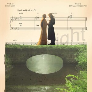 Lord of the Rings Arwen and Aragorn Sheet Music Art Print image 2