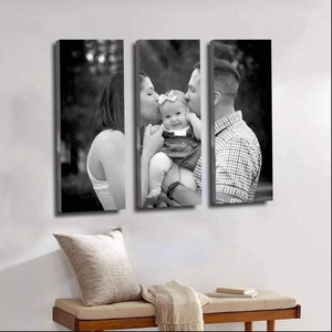 Conjunto de impressão de arte em tela de 3 peças com divisão de fotos personalizada
