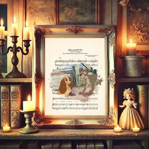 Lady and the Tramp Splatter Bella Notte Sheet Music Art Print
