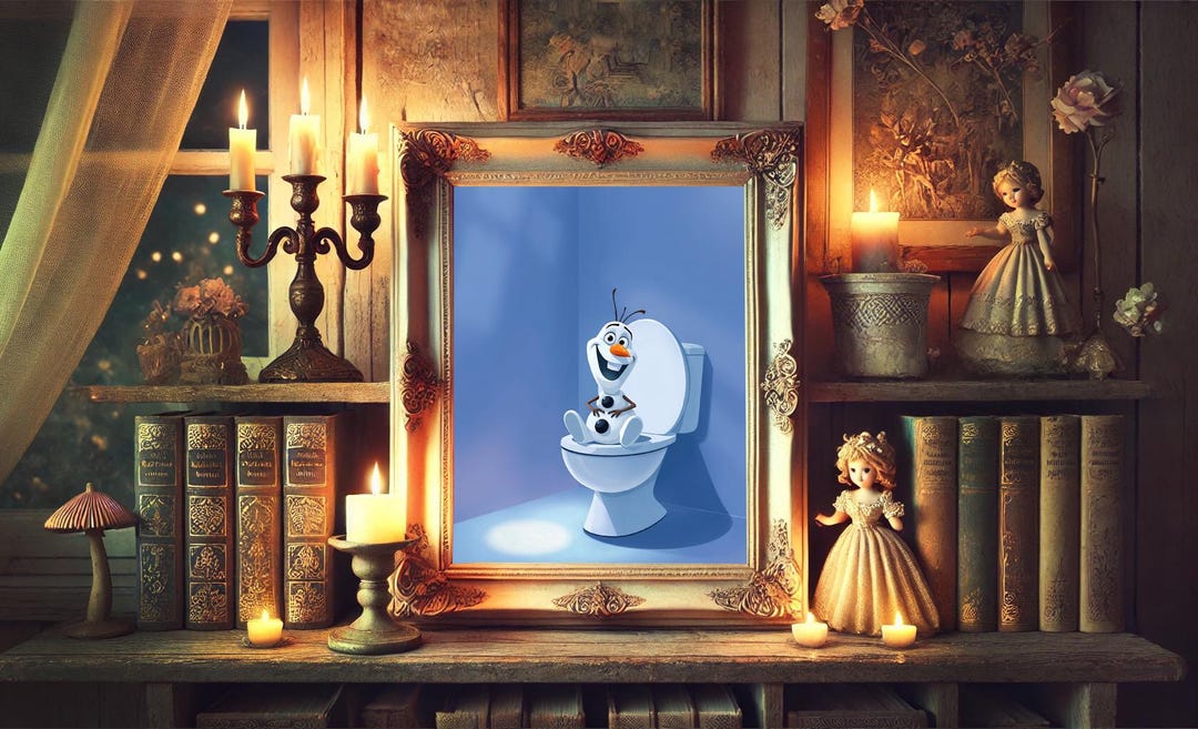 Frozen Olaf on Toilet Bathroom Art Print, Frozen Olaf Bathroom Art ...