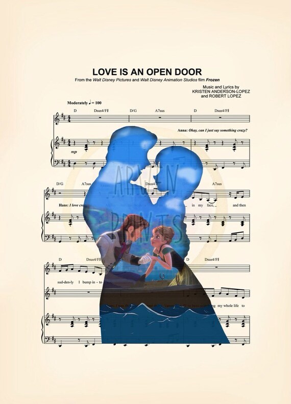Frozen Anna And Hans Love Is An Open Door Sheet Music Art Print