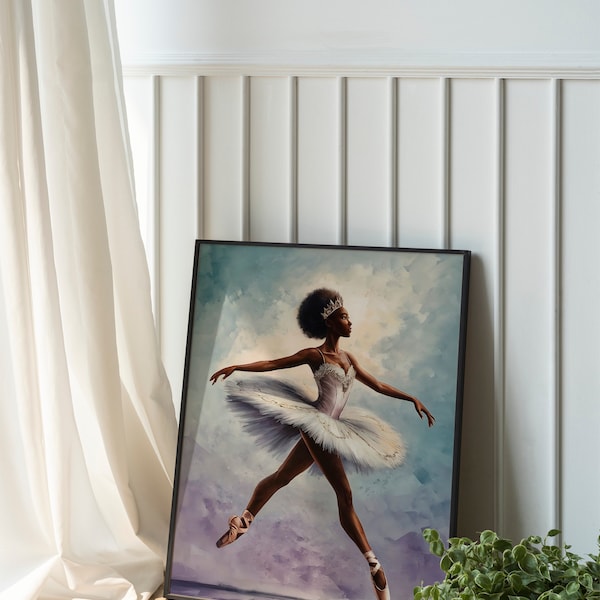 Black Ballerina Dancer Art, Strong Ethnic Woman, Woman Dancer Wall Decor