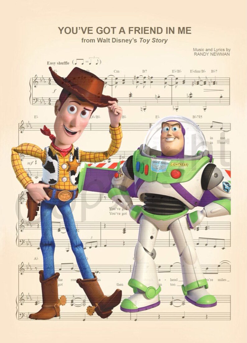 Toy Story Woody and Buzz Sheet Music Art Print | Etsy