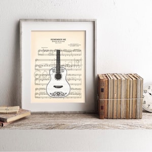Coco Guitar Remember Me Sheet Music Art Print