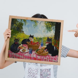 Maximalist Cat Poster, Colorful Kitsch Art for Trendy Apartment Decor, Playful Dopamine Decor for Cat Lovers, Fun and Whimsical Wall Art