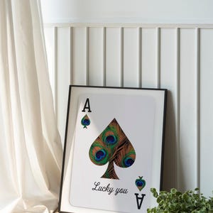 Stampa Asso di Picche, Arte murale con carte da gioco retrò, Poster con citazione ispiratrice, Decorazione murale con carte da gioco beige, Decorazione per la stanza preppy estetica alla moda