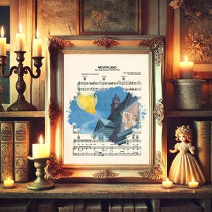 Peter Pan Farewell Splatter Neverland Sheet Music Art Print